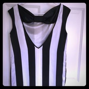 Black & White Striped Bow Tie Back Dress